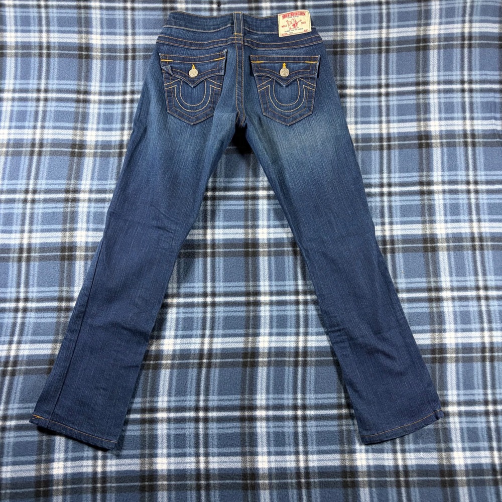 True Religion Tony Skinny Jeans Dark Wash Orange Stitch USA Made Size 225